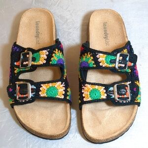 Laundry List Granny Square Slide Sandal Festival Boho Hippie Women Size 10